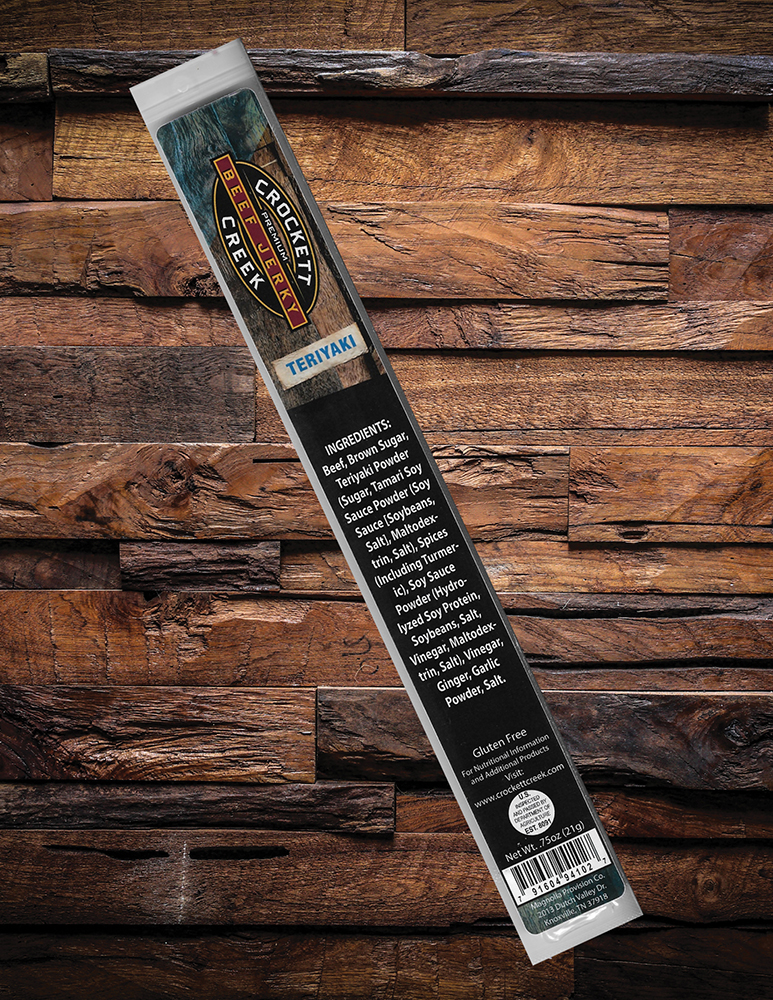 product image of teriyaki beef stick from crockett creek beef jerky